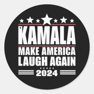 Kamala Maak Amerika Weer Lachen Amerikaanse Vlag 2 Ronde Sticker