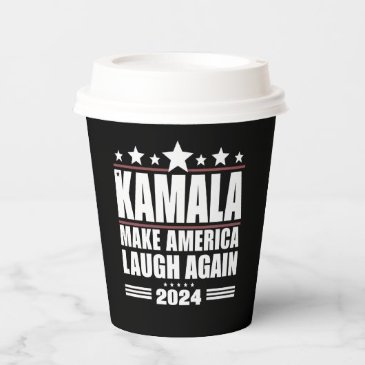 Kamala Make America Lach weer Amerikaanse vlag 202 Papieren Bekers (Voorkant)