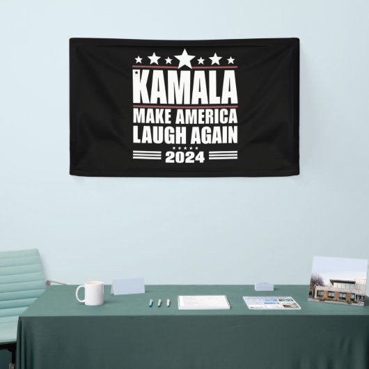Kamala Make America Lach weer Amerikaanse vlag 202 Spandoek (Beurs)