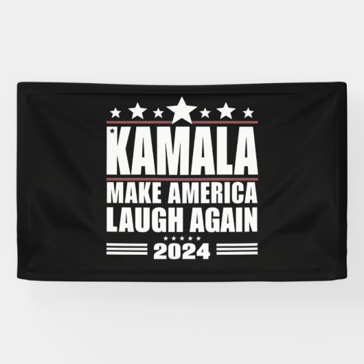 Kamala Make America Lach weer Amerikaanse vlag 202 Spandoek (Horizontaal)