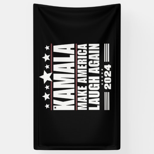 Kamala Make America Lach weer Amerikaanse vlag 202 Spandoek (Verticaal)