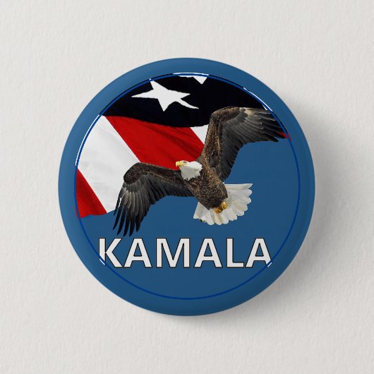Kamala met adelaar en vlag ronde button 5,7 cm (Voorkant)