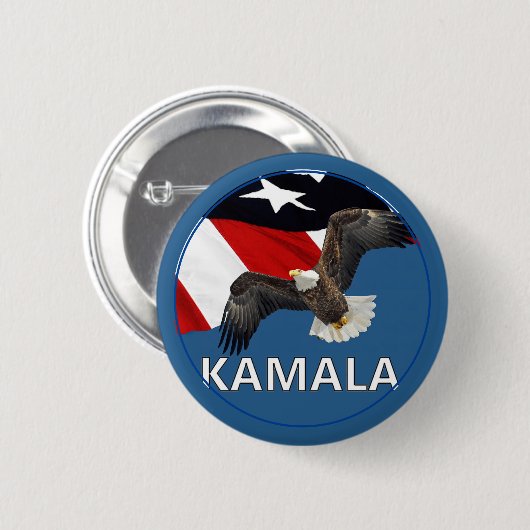 Kamala met adelaar en vlag ronde button 5,7 cm (Voorkant /achterkant)