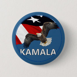 Kamala met adelaar en vlag ronde button 5,7 cm