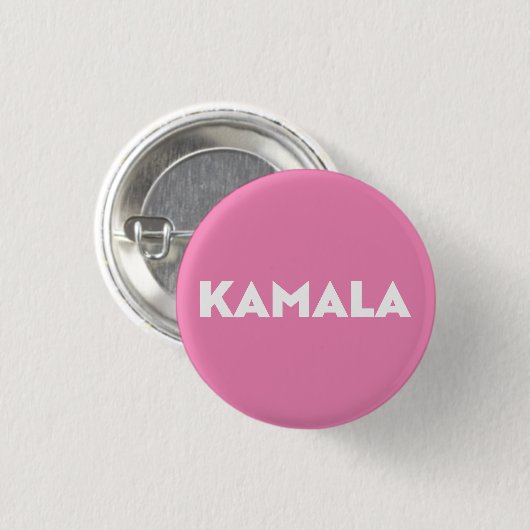 Kamala Modern Bold Typography Wit en Roze Ronde Button 3,2 Cm (Voorkant /achterkant)