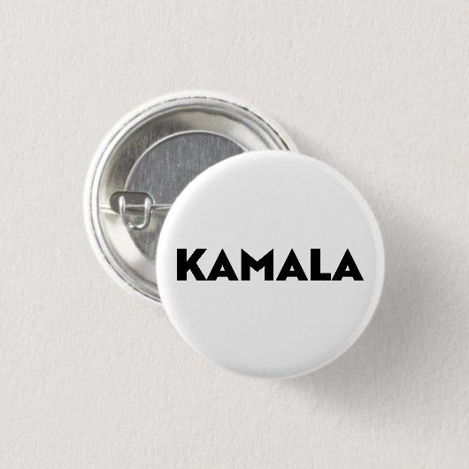 Kamala Modern Bold Typography Zwart-wit Ronde Button 3,2 Cm (Voorkant /achterkant)