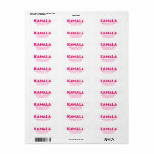 Kamala moderne gedurfde typografie hot roze en wit etiket (Full Sheet)