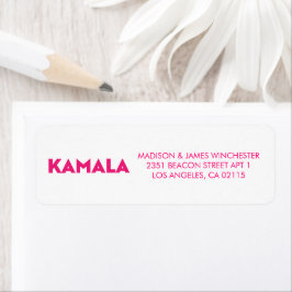 Kamala moderne gedurfde typografie hot roze en wit etiket