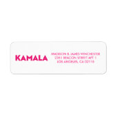 Kamala moderne gedurfde typografie hot roze en wit etiket (Voorkant)