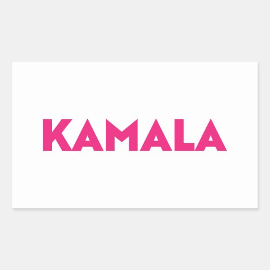 Kamala moderne gedurfde typografie hot roze en wit rechthoekige sticker (Voorkant)