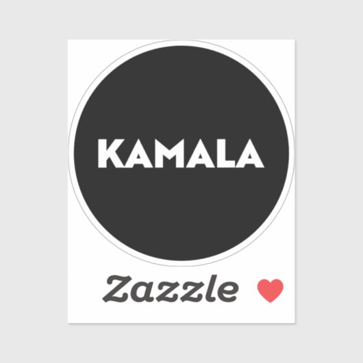 Kamala moderne gedurfde typografie wit zwart rond sticker (Vel)