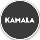 Kamala moderne gedurfde typografie wit zwart rond sticker (Voorkant)