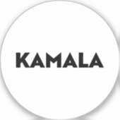 Kamala moderne gedurfde typografie zwart wit rond sticker (Voorkant)