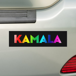 Kamala moderne regenboog gradiënt typografie zwart bumpersticker