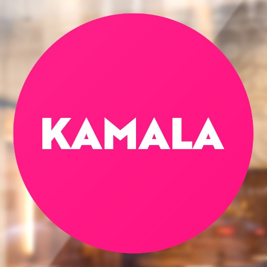 Kamala moderne typografie hot pink rond raamsticker (Vel 2)