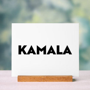 Kamala moderne typografie minimalistisch zwart wit acryl bord