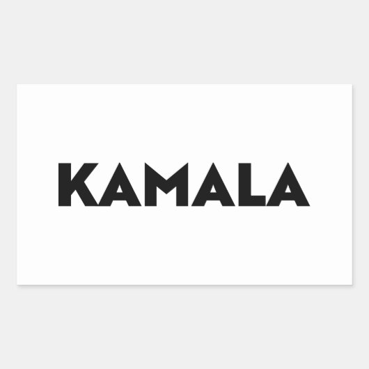 Kamala moderne typografie minimalistisch zwart wit rechthoekige sticker (Voorkant)