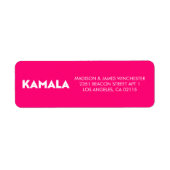 Kamala moderne typografie minimalistische hot pink etiket (Voorkant)