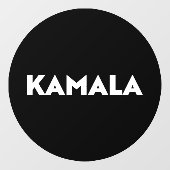 Kamala moderne typografie wit en zwart rond raamsticker (Vel)