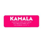 Kamala moderne typografie wit heet roze gewoonte etiket (Voorkant)