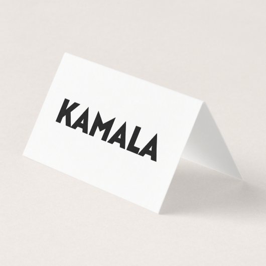 Kamala moderne typografie zwarte witte kaart teken (Voorkant)