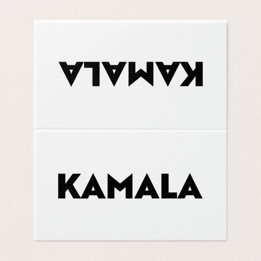 Kamala moderne typografie zwarte witte kaart teken (Buitenkant ongevouwen)