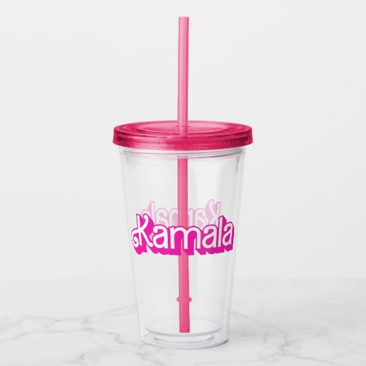 Kamala Pink Acryl Drinkbeker (Voorkant)