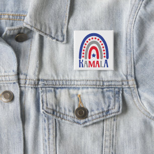 Kamala Politieke Boho Patriottische Regenboog Mode Vierkante Button 5,1 Cm