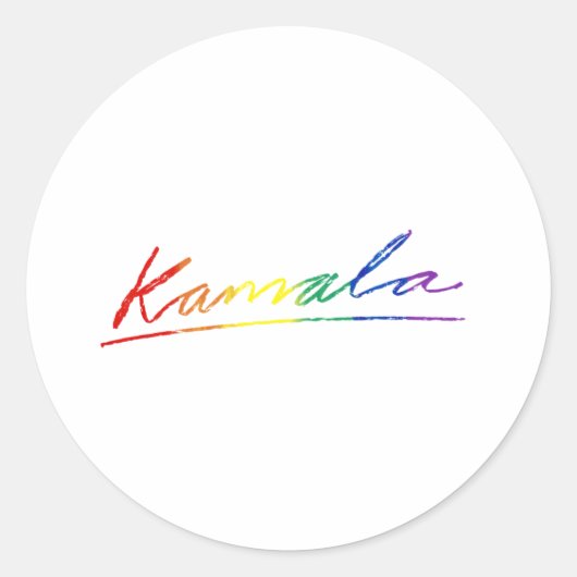 Kamala Pride Signature Ronde Sticker (Voorkant)