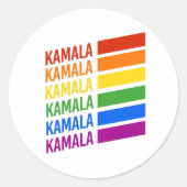 KAMALA PRIDE STRIPES RONDE STICKER (Voorkant)