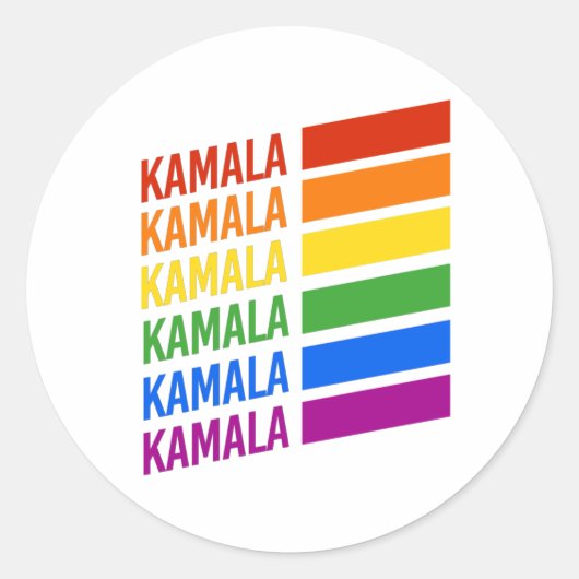 KAMALA PRIDE STRIPES RONDE STICKER (Voorkant)