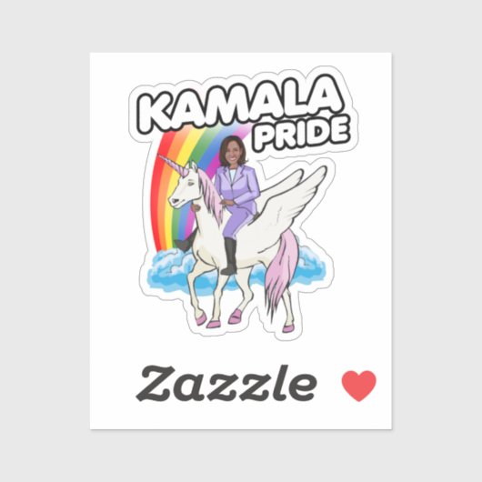 KAMALA PRIDE UNICORN EN RAINBOW STICKER (Vel)