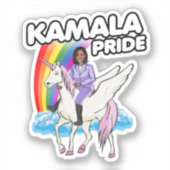KAMALA PRIDE UNICORN EN RAINBOW STICKER (Voorkant)