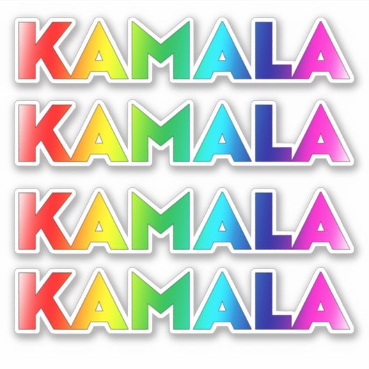 Kamala Rainbow Gradient Typografie LGBT Pride Sticker (Voorkant)