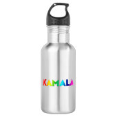Kamala Rainbow Gradient Typografie Modern Pride Waterfles (Voorkant)
