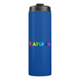 Kamala Rainbow Gradient Typography Pride Blue Thermosbeker