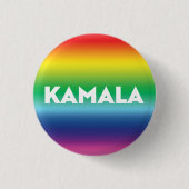 Kamala regenboog gradiënt patroon moderne typograf ronde button 3,2 cm (Voorkant)