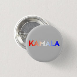 Kamala rood wit blauw gradiënt typografie grijs ronde button 3,2 cm