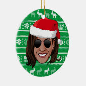 Kamala Santa Hat en Aviators Keramisch Ornament (Rechts)