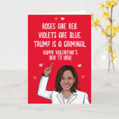 Kamala Valentine - Trump is een Misdadiger Prettig Kaart (Gele Bloem)