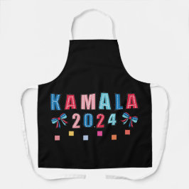 Kamala voor 2024. Zwarte kleur. Volledige Bedrukki Schort