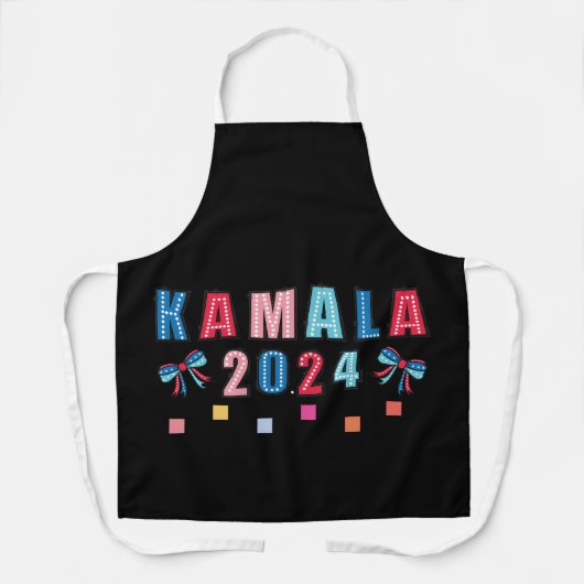 Kamala voor 2024. Zwarte kleur. Volledige Bedrukki Schort (Voorkant)