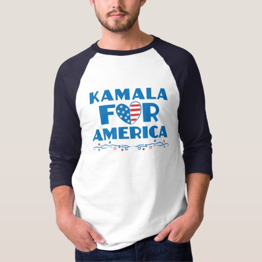 Kamala voor Amerika 2024 President Patriottisch Ha T-shirt (Voorkant)