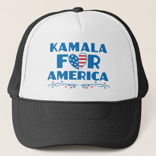 Kamala voor Amerika 2024 President Patriottisch Ha Trucker Pet (Voorkant)