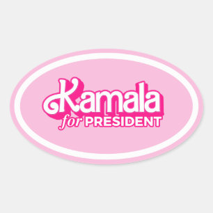 Kamala voor President Pink Style Ovale Sticker
