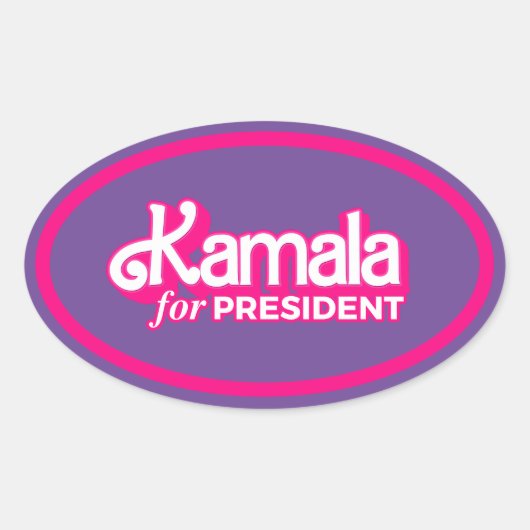 Kamala voor President Pink Style Ovale Sticker (Voorkant)