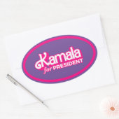 Kamala voor President Pink Style Ovale Sticker (Envelop)