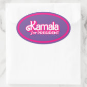 Kamala voor President Pink Style Ovale Sticker (Tas)