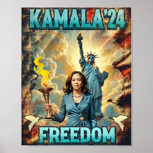 Kamala voor President slogan Statue Liberty Pro Ha Poster (Voorkant)