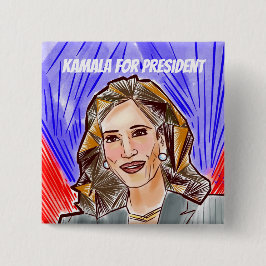 Kamala voor President Vierkante Button 5,1 Cm